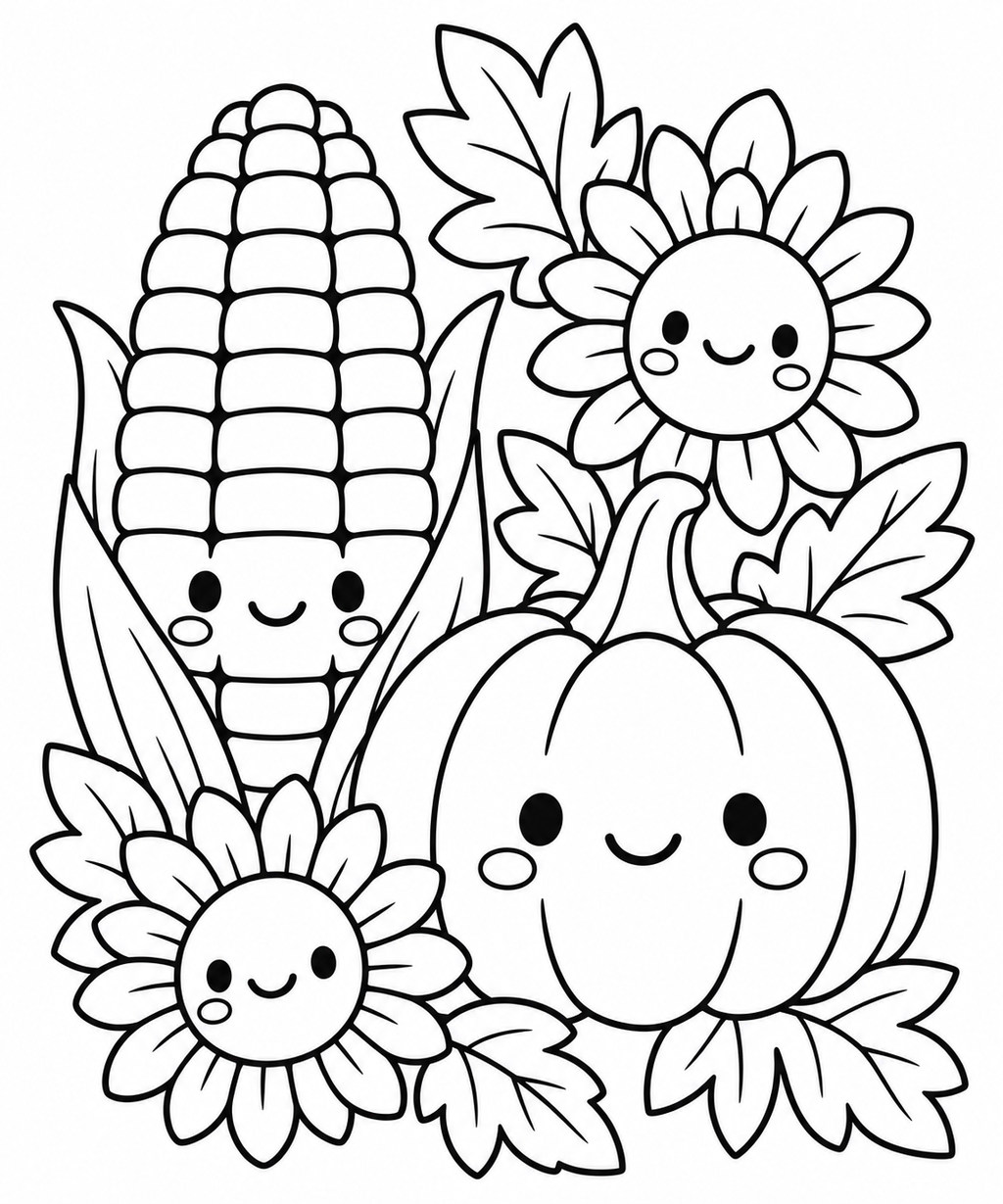 Thanksgiving Coloring Book | 20 Simple Pages