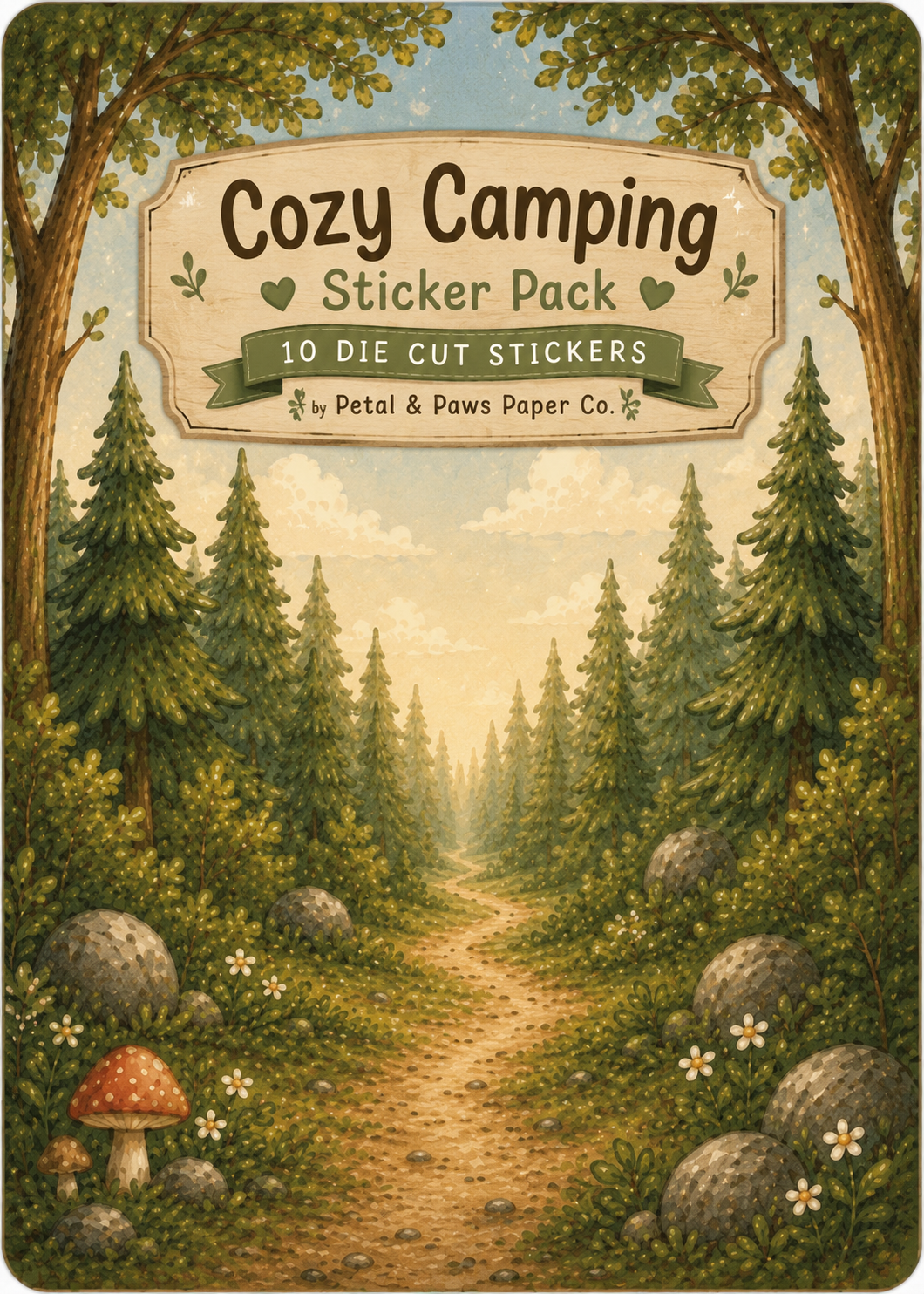Cozy Camping Die Cut Sticker Pack | 10 Cute Camping Stickers
