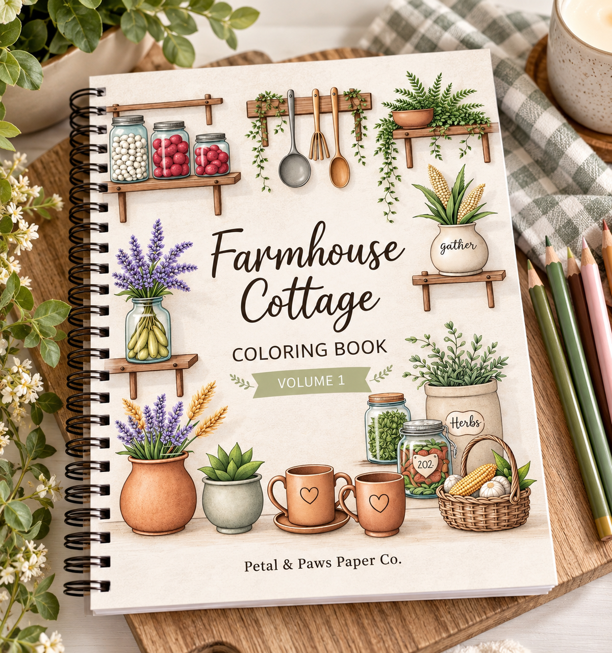 Farmhouse Cottage Coloring Book Volume 1
