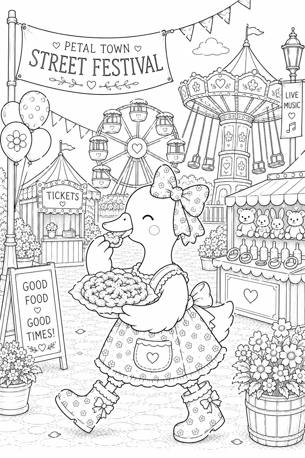 Silly Goose on the Loose in Petal Town Coloring Book Vol. 2 | Featuring Gerty