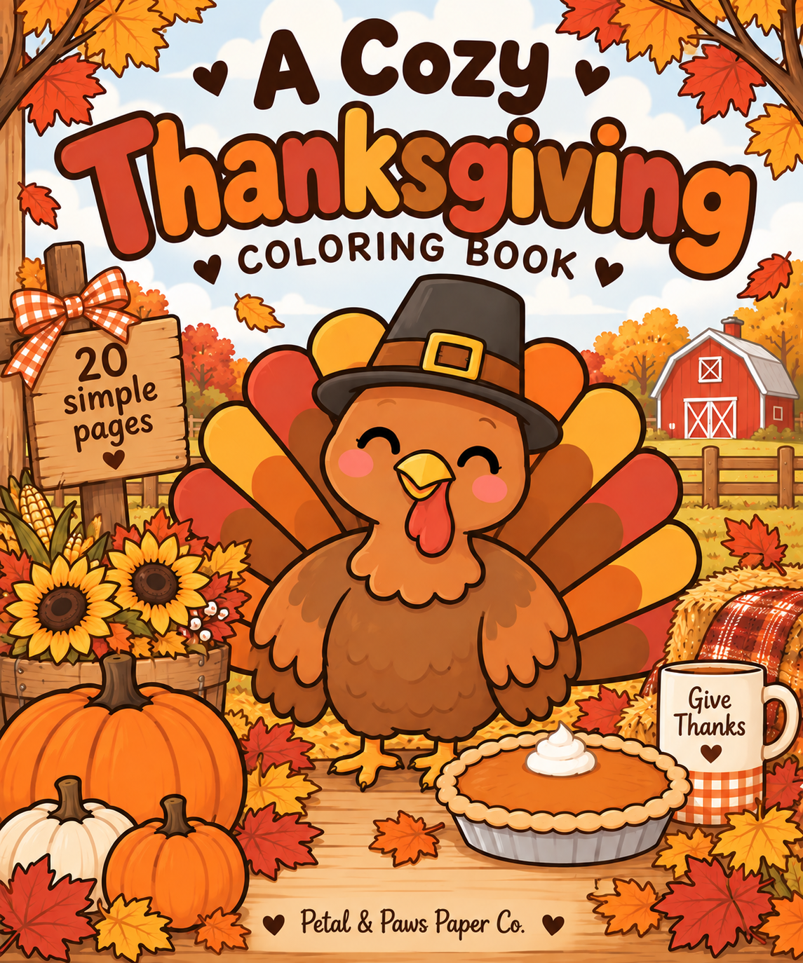 Thanksgiving Coloring Book | 20 Simple Pages