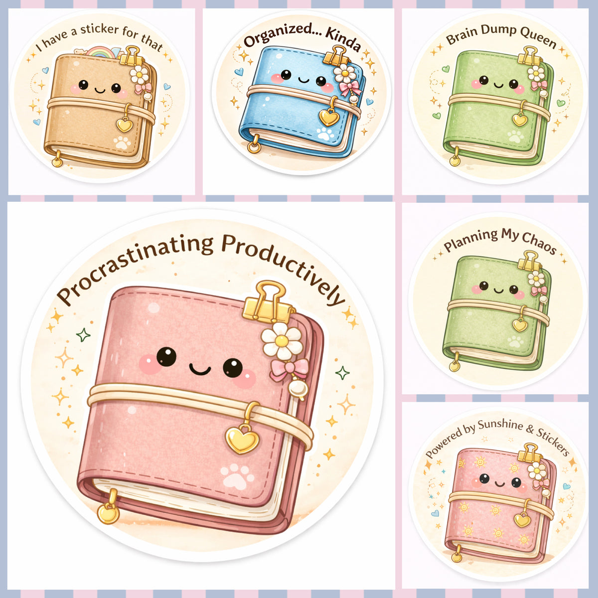 Planner Pun Die Cut Sticker Pack | 10 Kawaii Journal Stickers