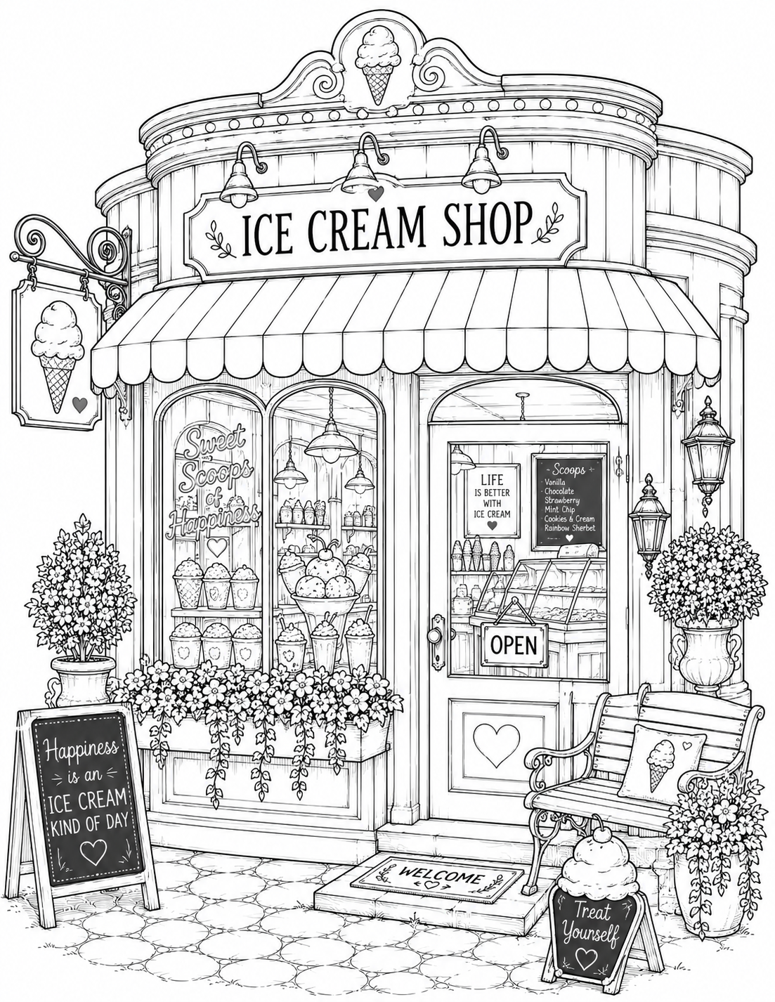 Petal Town Coloring Book Vol. 1 | Cozy Cottagecore Village Shops
