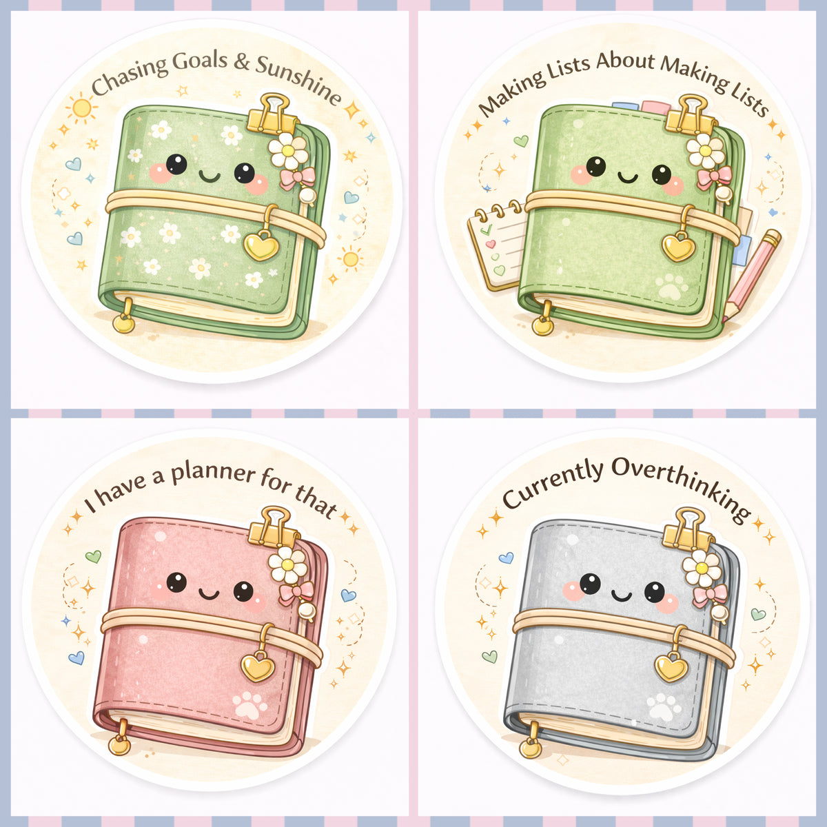 Planner Pun Die Cut Sticker Pack | 10 Kawaii Journal Stickers