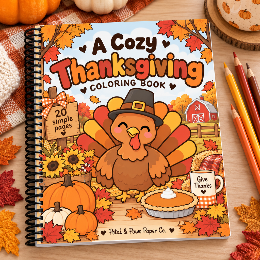 Thanksgiving Coloring Book | 20 Simple Pages