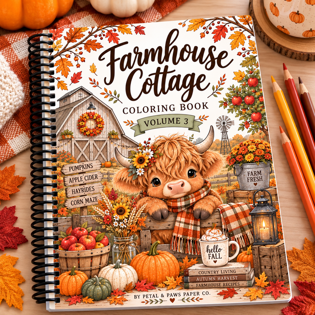 Fall on the Farm Coloring Book Vol. 3 | Cozy Autumn Farm Coloring Book | Fall Coloring Pages