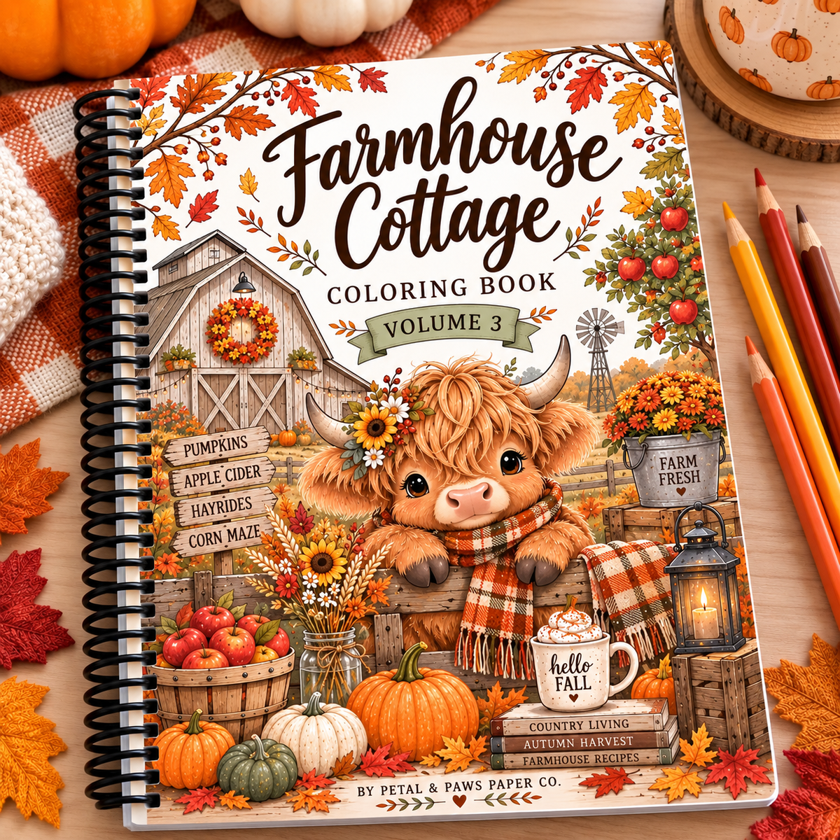 Fall on the Farm Coloring Book Vol. 3 | Cozy Autumn Farm Coloring Book | Fall Coloring Pages