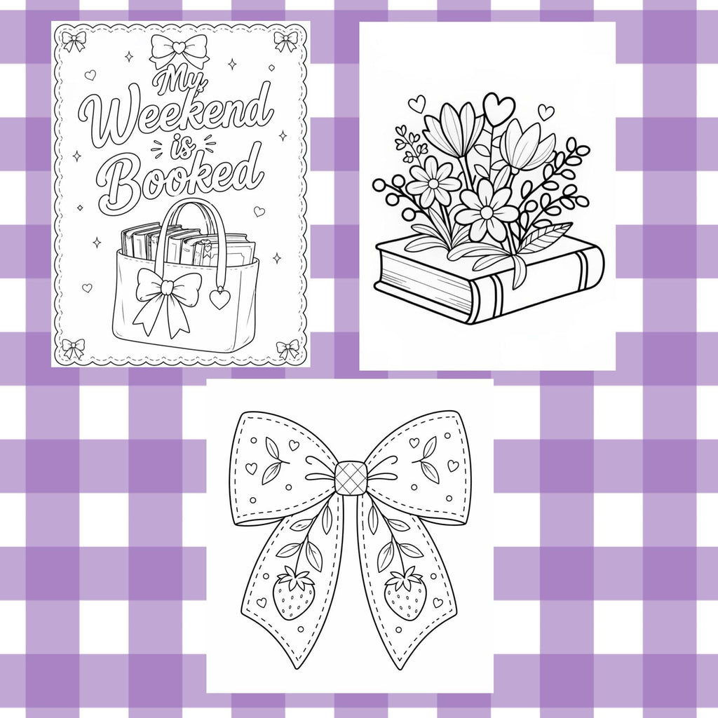 Bows & Books coloring book preview