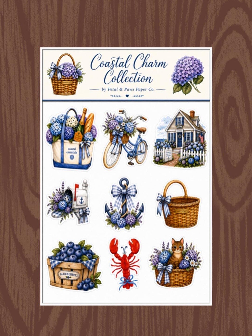 Nantucket Coastal Charm 5x7 sticker sheet