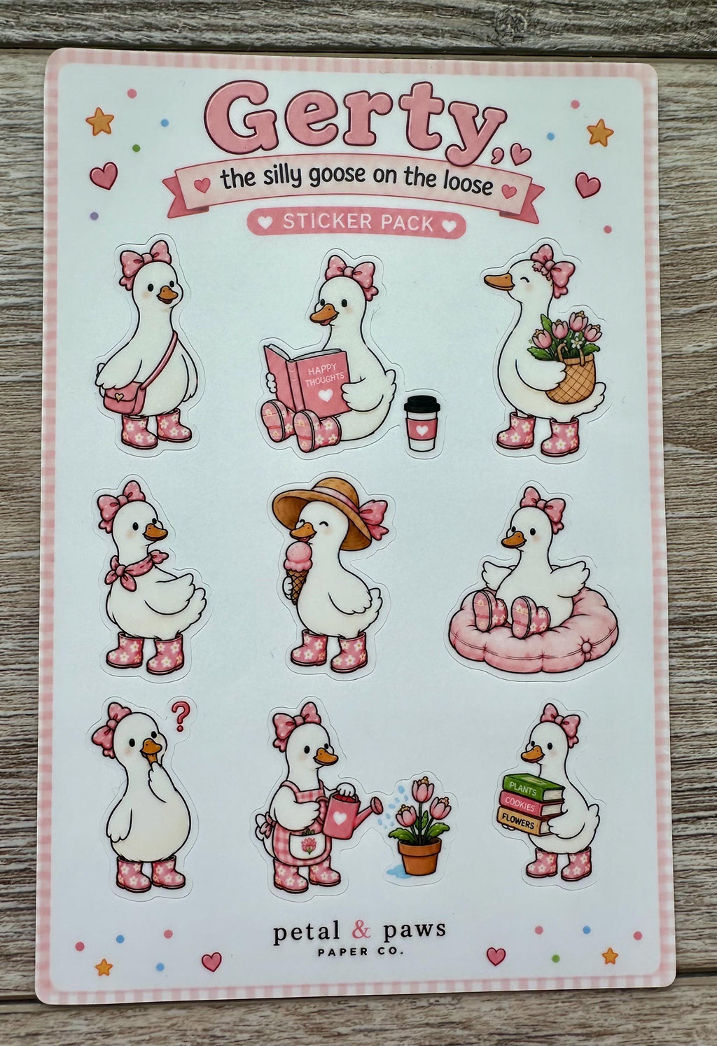 Gerty the Silly Goose 5x7 sticker sheet