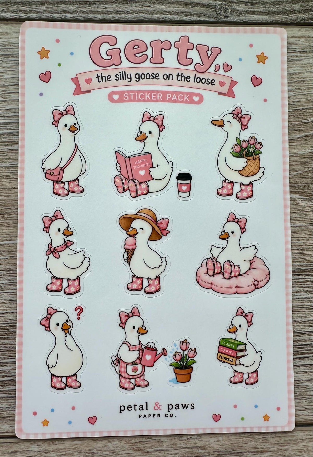 Gerty the Silly Goose 5x7 sticker sheet